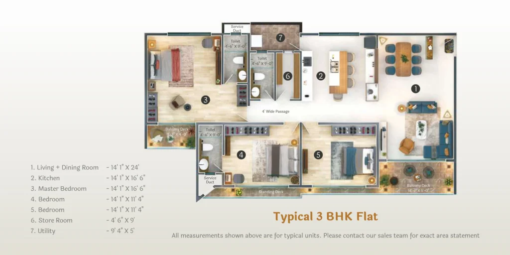 3 BHK flat floor plan Madhuram Solitaire Latur