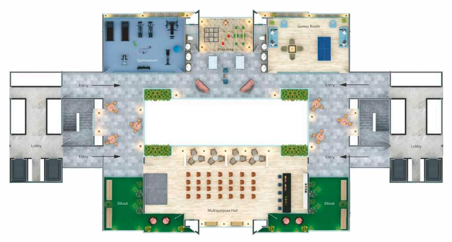 Terrace amenities plan Madhuram Solitaire Latur