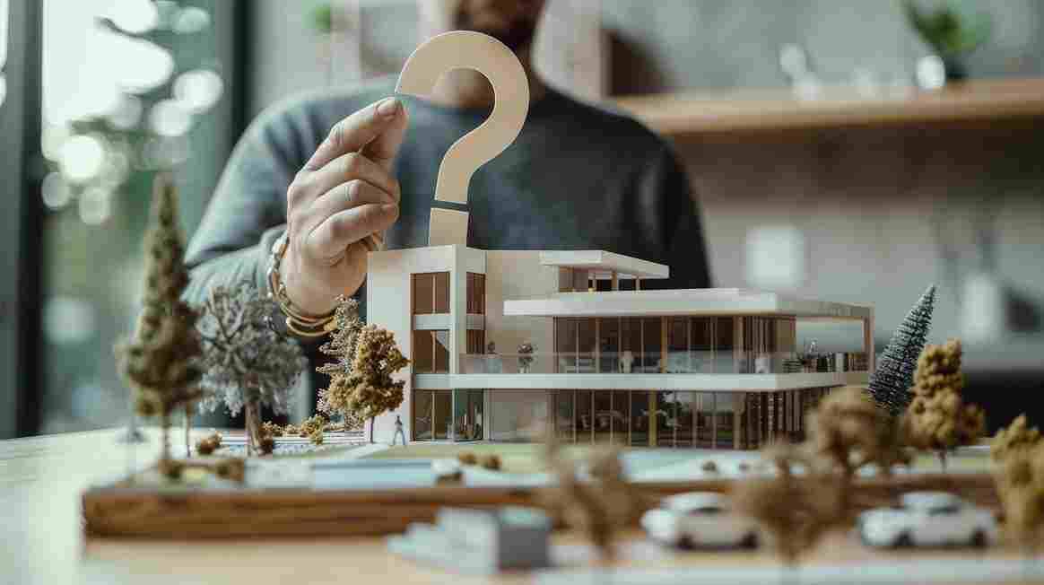 Person evaluating a modern residential property model while planning to invest in the Best 3 & 4 BHK Flats in Latur.